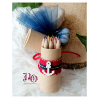 Παιδική Μπομπονιέρα Ξυλομπογιές Με Άγκυρα