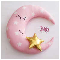 Μαξιλάρι Μισοφέγγαρο Ροζ  Με Αστέρι