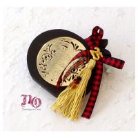 Γούρι ρόδι μαύρο-χρυσό πλέξιγκλας Happy New Year