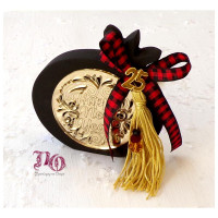 Γούρι ρόδι μαύρο-χρυσό πλέξιγκλας Happy New Year