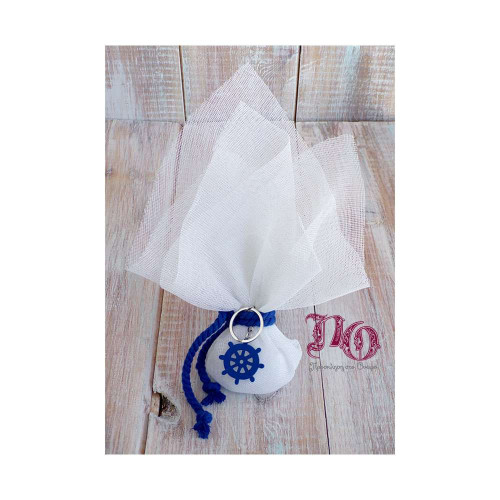 Μπομπονιέρα γάζα-μπρελόκ τιμόνι