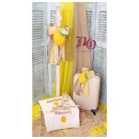 Σετ βάπτισης λεμόνι με λαμπάδα καλόγερο