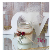 Μπομπονιέρα γάμου κερί ρόδι-κουκουνάρι