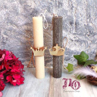 EC22115-Πασχαλινές λαμπάδες για ζευγάρι με κορώνες plexiglass