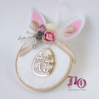 EG22119-Πασχαλινό δώρο νονάς τελάρο κουνελάκι
