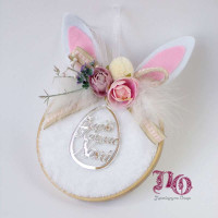 EG22120-Πασχαλινό δώρο νονάς τελάρο κουνελάκι