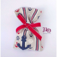 Μπομπονιέρα βάπτισης πουγκί τυπωμένο με μπρελόκ άγκυρα