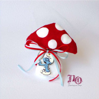 Μπομπονιέρα μανιτάρι με μπρελόκ Στρουμφάκι