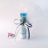 Παιδική μπομπονιέρα ξυλομπογιές με ξύστρα και τύπωμα με θέμα αερόστατο,αρκουδάκι