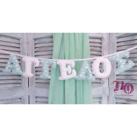 Γιρλάντα όνομα λευκό-μέντα συννεφάκια