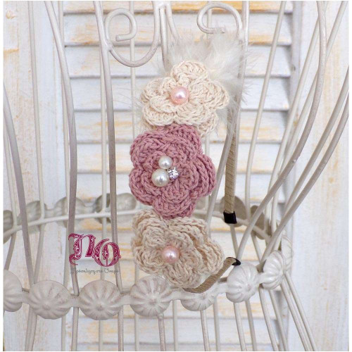 Στέκα μαλλιών πλεκτά λουλούδια