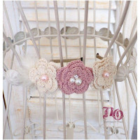 Στέκα μαλλιών πλεκτά λουλούδια