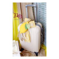 Σετ βάπτισης λεμόνι με λαμπάδα καλόγερο