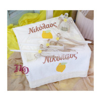 Σετ βάπτισης λεμόνι με λαμπάδα καλόγερο