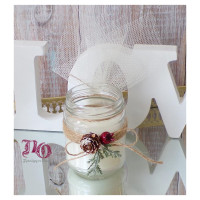 Μπομπονιέρα γάμου κερί ρόδι-κουκουνάρι