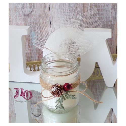 Μπομπονιέρα γάμου κερί ρόδι-κουκουνάρι