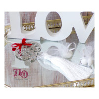 Μπομπονιέρα γούρι ρόδι με φούντα