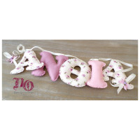 Γιρλάντα με όνομα σε ροζ-φλοράλ-σ.μήλο