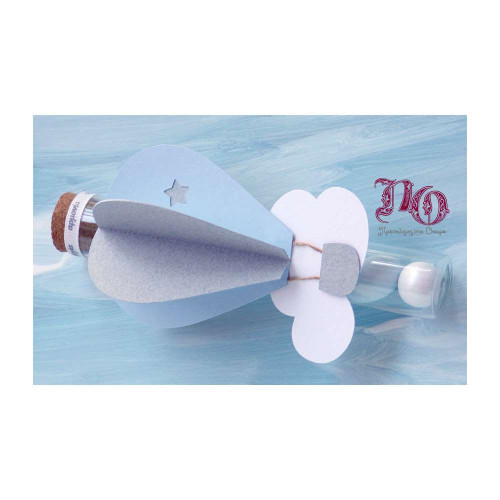 Μπομπονιέρα σωλήνας αερόστατο γκρι-σιέλ