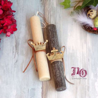 EC22115-Πασχαλινές λαμπάδες για ζευγάρι με κορώνες plexiglass