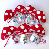 Μπομπονιέρα μανιτάρι με μπρελόκ Στρουμφάκι