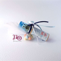 Παιδική μπομπονιέρα ξυλομπογιές με ξύστρα και τύπωμα με θέμα αερόστατο,αρκουδάκι