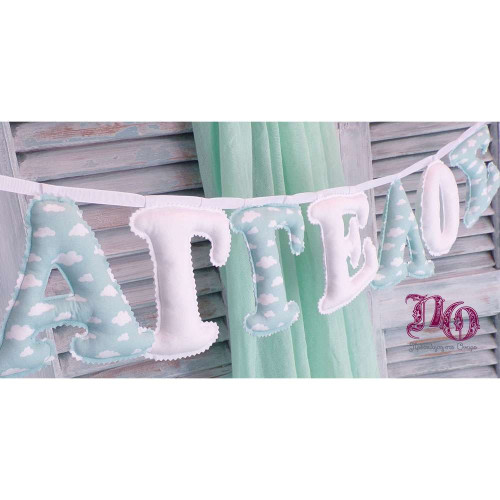 Γιρλάντα όνομα λευκό-μέντα συννεφάκια