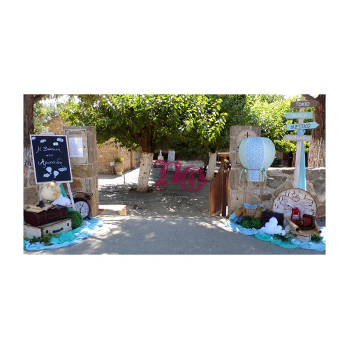 Στολισμός βάπτισης αερόστατα σιέλ-μέντα