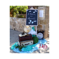 Στολισμός βάπτισης αερόστατα σιέλ-μέντα