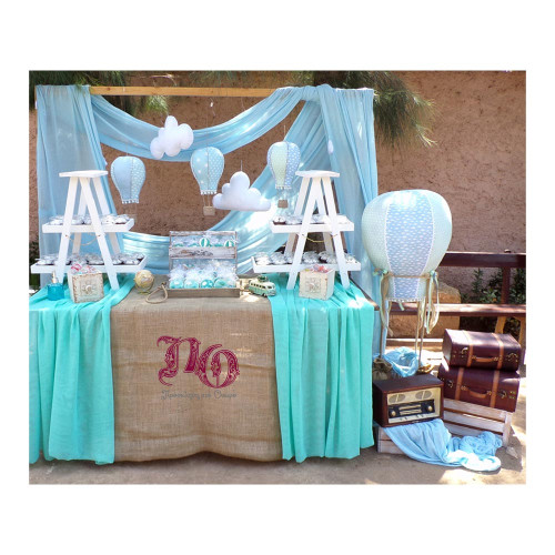 Στολισμός βάπτισης αερόστατα σιέλ-μέντα