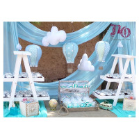 Στολισμός βάπτισης αερόστατα σιέλ-μέντα