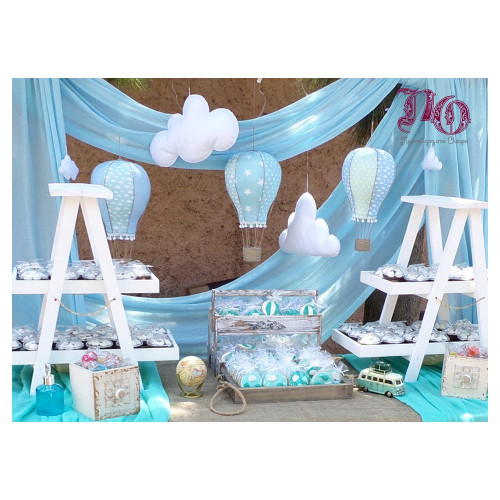 Στολισμός βάπτισης αερόστατα σιέλ-μέντα